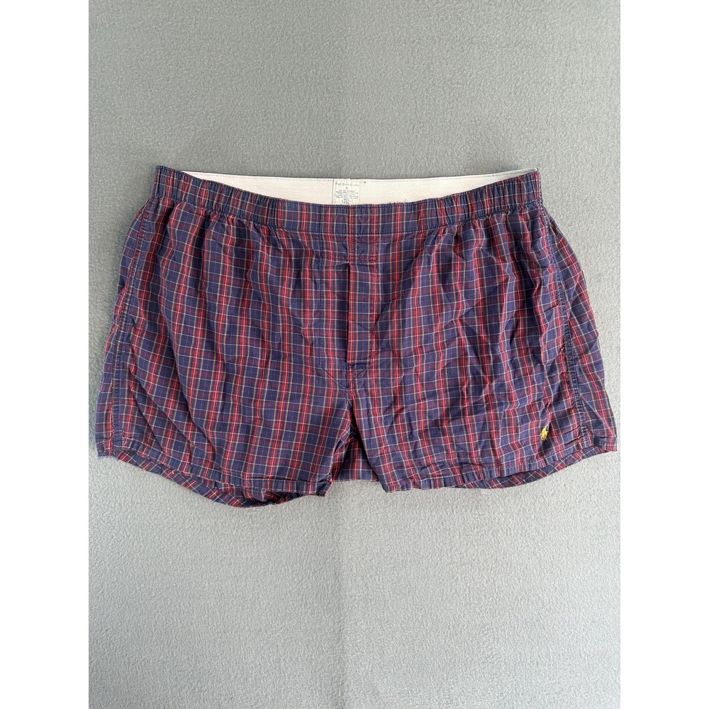 Polo Ralph Lauren Boxer Shorts Mens 40 Blue Red Plaid Cotton Underwear